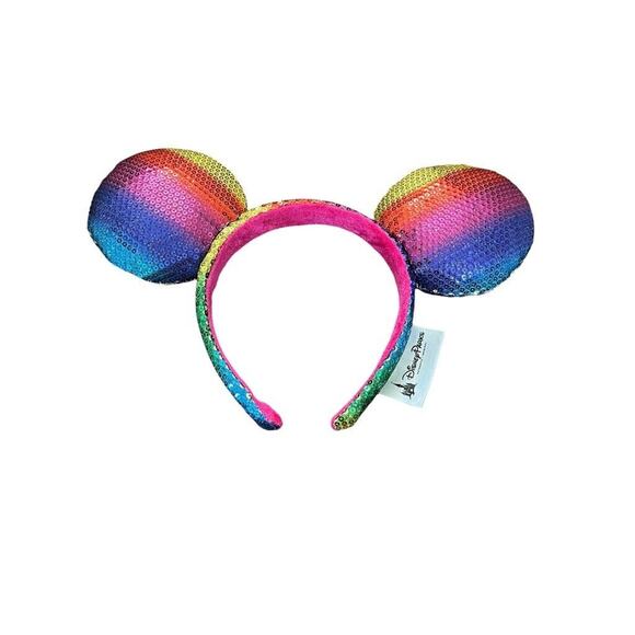 Disney Parks Rainbow Sequin Minnie Mickey Mouse Ears Headband Girls Colorful - Picture 14 of 15